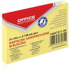 Karteczki samopoprzylepne office products, pastel jasnoӣty, zestaw 1x100, 51 x 76 mm 14047511-06