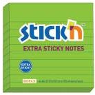 Notesy samoprzylepne extra sticky, zielony neonowy linie - 101 x 101 mm, 90 kart. 21505