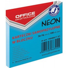 Karteczki samopoprzylepne office products neon niebieski, zestaw 1x100, 76 x 76 mm 14046611