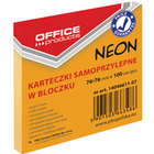 Karteczki samopoprzylepne office products, neon pomaraŃczowy, zestaw 1x100, 76 x 76 mm 14046611